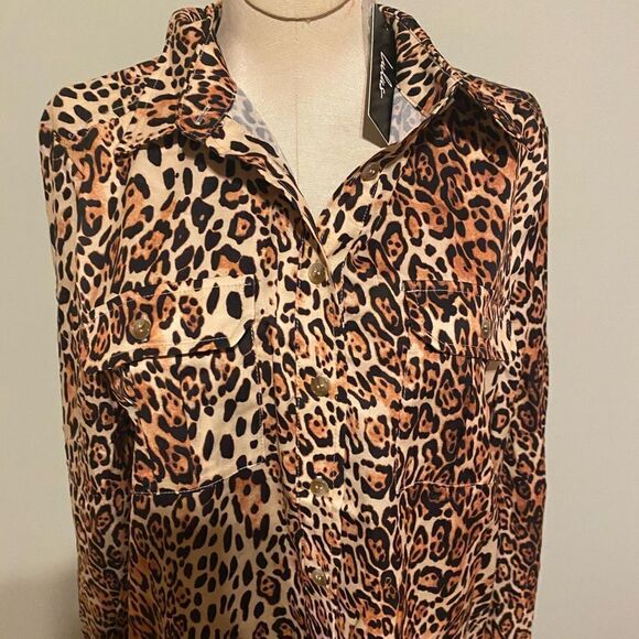 NWT Lulus Leopard Shirt button up Sz XS - Picture 2 of 6